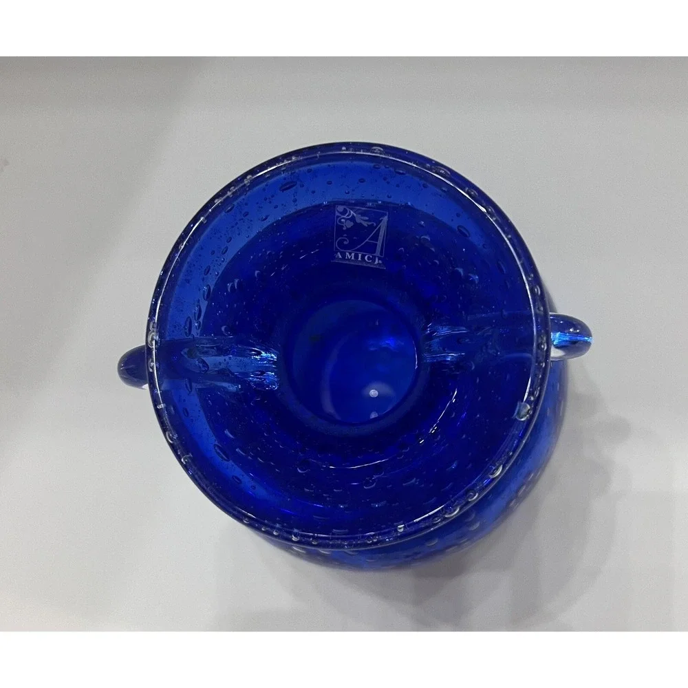 Vtg Hand Blown Cobalt Blue Vase With Shaved Pontil Bottom